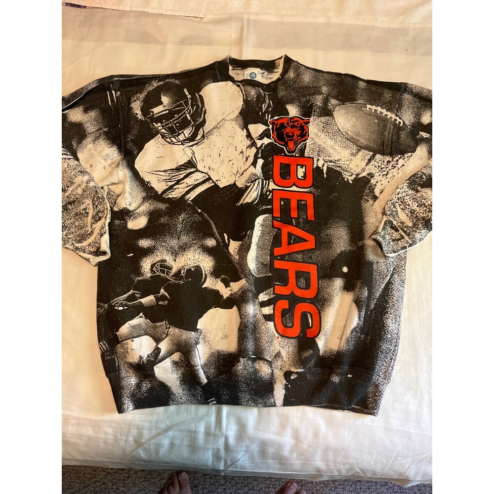 Vintage Artex Chicago Bears All Over Print Sweatshirt XL Made in USA Football